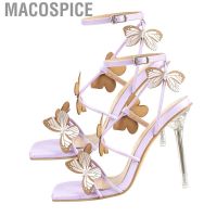 COD Macospice Women High Heels  Strappy Butterflies Ankle Strap Heeled Sandals Breathable Shock Absorption for Party