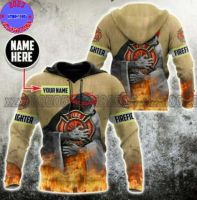 Xzx180305  Firefighter Custom Text All Over Print hoodies For Men &amp; Women CN1326 (Private Chat Free Name&amp;Logo Change)