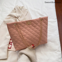 ✨[Sweet] ผู้หญิงโซ่ Crossbody กระเป๋าเพชรตาข่ายไหล่กระเป๋าผู้หญิงหนังขนาดใหญ่ plai