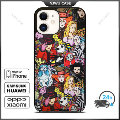 Tim Burton Characters Phone Case for iPhone 14 Pro Max / iPhone 13 Pro Max / iPhone 12 Pro Max / XS Max / Samsung Galaxy Note 10 Plus / S22 Ultra / S21 Plus Anti-fall Protective Case Cover
