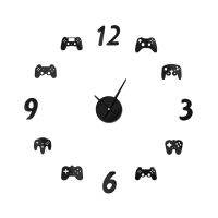 ZZOOI Gamepad DIY Large Wall Clock Watch Modern Video Game Controllers 3d diy Acrylic Mirror Quartz Needle Horloge Free Shipping