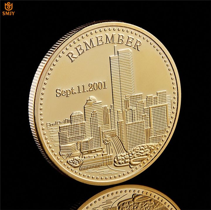 พรีออเดอร์2001-9-11เวิลด์ค้าศูนย์สร้างผู้ก่อการร้ายโจมตีประวัติศาสตร์รีวิวโลหะชุบทองท้าทายเหรียญสะสม