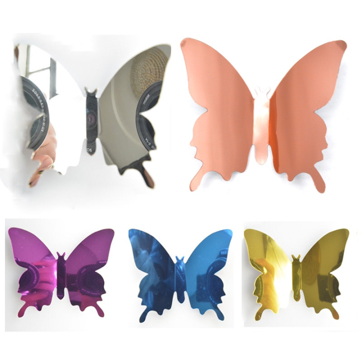 12pcs Mirror Butterfly Combination 3D Butterfly Wall Stickers Decals