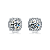 GRA 0.5Carat D Color Moissanite Stud Earrings Fashion Design Shinning 925 Sterling Silver Jewelry For Women