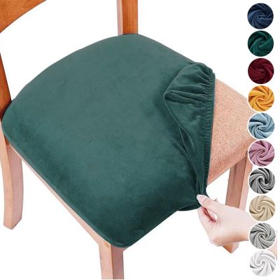 【lz】■ↂ  Veludo Seat Cover para cadeira de jantar antiderrapante Slipcover poliéster protetor fácil cabido escritório cozinha banquete festa