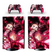 แผ่น PS5ฆ่าอสูร Kimetsu No Yaiba ฝาครอบรูปลอกสติ๊กเกอร์สกินสำหรับคอนโซล PlayStation 5 &amp; คอนโทรลเลอร์ PS5สติกเกอร์ดิสก์ไวนิล