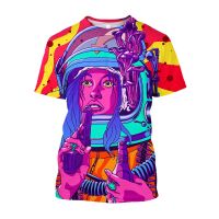 2023 3D Gun Beauty Cyberpunk Printed Pop Art Men Aesthetic T-shirts Casual Baggy Plus Size Graphic T Shirts Cool Male Clothes Kids