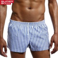 SUPERBODY Underwear Men Boxers Male Underpants 100 Cotton Mens Boxer Shorts Home Sleepwear Stripes Loose Panties Boxershorts