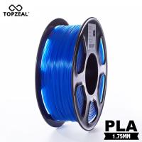 TOPZEAL 3D ใสเส้นใยพลาสติก PLA เส้นใย1.75มม. 1กก. ความแม่นยำของมิติ +/- 0.02มม. สีฟ้าใสสำหรับเครื่องพิมพ์3D