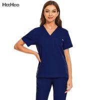 S-XXL Beauty Salon Blouse Bank Restaurant Uniform Lab Costume nursing Shirts Female Nursing Scrubs Tops Short Sleeve Work Uniform