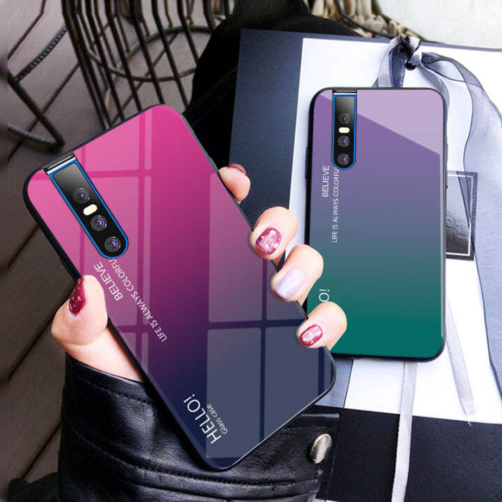 เคส-vivo-s1-pro-เคส-vivo-s1pro-กระจกเทมเปอร์สีเคสแข็งไล่ระดับสีเคสฝาหลังโทรศัพท์กันกระแทก