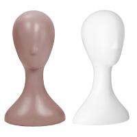 2 Pcs Lady High Plastic Head Wig Head Female Model Head, Natural &amp; White