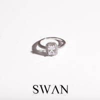 SWAN - Emerald Halo Ring แหวนเงินแท้ แหวนฝังรอบ ฝังเพชรคิวบิกเซอร์โคเนีย cubic zirconia