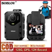 BOBLOV กล้องติดจีพีเอส2196P B4K1 128GB ตำรวจ BodyCam เครื่องบันทึกเสียงวิดีโอ4K กล้องวิดีโอกล้องติดรถตัวกล้องการมองเห็นได้ในเวลากลางคืน12ชั่วโมงพร้อมสัญญาณเตือนสีแดง-น้ำเงิน