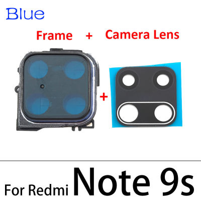 Asal Baru Belakang Kamera Kaca Kembali Kamera Kaca Cover dengan Frame สำหรับ Xiaomi Redmi Nota 9S 9 Pro Kamera dengan Adensive