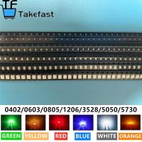 0402 0603 0805 1206 3528 5050 5730 3020 3014 4014 Led แบบ Smd สีแดงสีเหลืองสีเขียวสีขาวสีฟ้าสีส้มไดโอดเปล่งแสง100ชิ้น/ล็อต