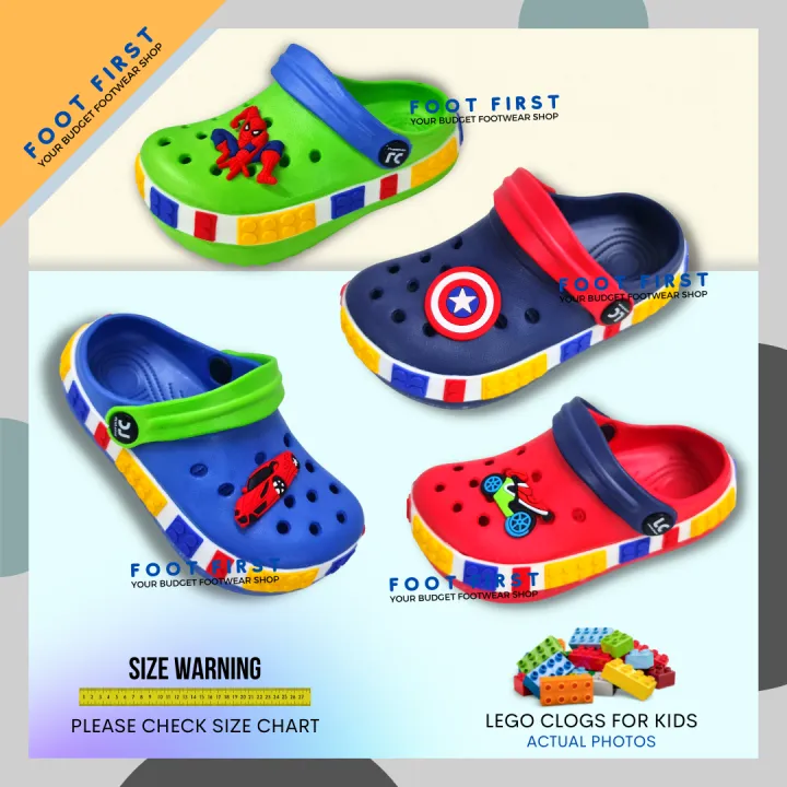 **FOOT FIRST 24-29** LEGO JIBBITZ SANDALS CLOGS FOR KIDS (Please Check ...