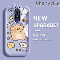 เคส Chenyyka สำหรับ OPPO F11 A9 A9X 2019เคสลายการ์ตูนหมีคุกกี้ขนมมอนสเตอร์น้อยมีโบว์เคสนิ่มกันกระแทกเคสโทรศัพท์โปร่งใสฝาครอบป้องกันเลนส์กล้องถ่ายรูปซิลิก้าเจล TPU