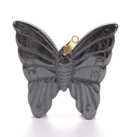 Nature Butterfly Hematite Stone Bone Pendant Bead Charm Metal 35x33x5mm Jewelry DIY Necklace Making Accessories For Women Men Fashion Chain Necklaces