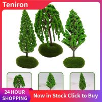 Teniron ต้นไม้บนถนนขนาดเล็ก 3PCS แบบจำลองทิวทัศน์ทิวทัศน์สีเขียวทิวทัศน์