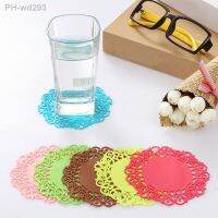 Cup Mat Silicone Coaster Anti-slip Coffee Tea Mats Pad Lace Flower Hollow Doilies Table Placemat Kitchen Accessories