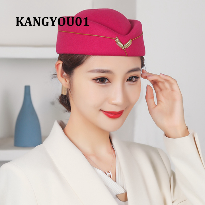 KANGYOU Stewardess Hat Honor Guard Drum Team Performance Dance Top Hat ...