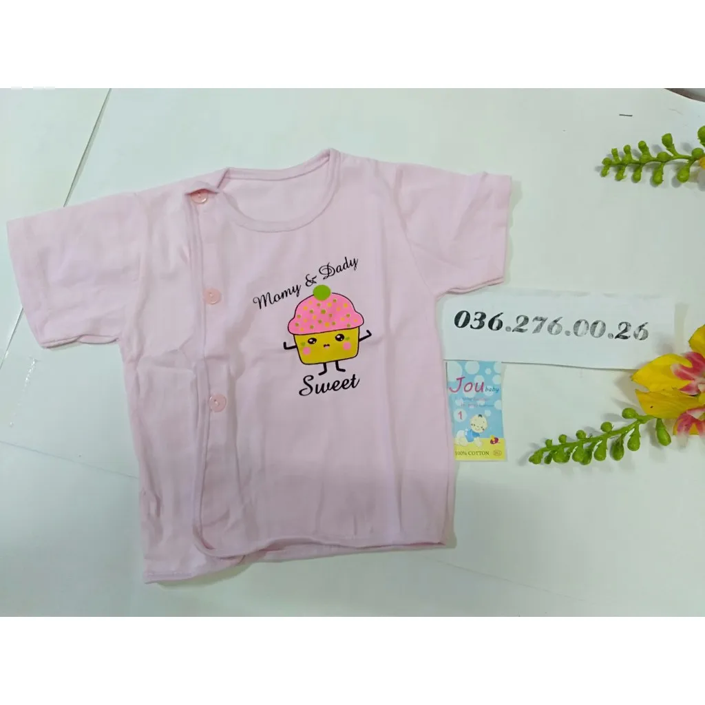 Bán Lẻ Chiếc] Áo Sơ Sinh Jou Cộc Tay Khuy Lệch Cho Bé | Lazada.Vn