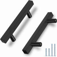 HBL 20 Pack | 3 Inch Hole to Hole Black Square Kitchen Cabinet Handles Cabinet Pulls - Kitchen Cabinet Hardware for Cabinet Door ,Drawers,Cupboard and Wardrobe. 20 3in Hole Centers