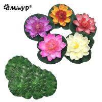 5Pcs Artificial Floating Water Lily Leaf EVA Lotus Flower Pond Decor Simulation Lotus Plant For Fish Tank Pool Decoration 10cm Artificial Flowers  Pla