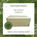 8mm x 210mm Paper Straw White with Individual Wrapper Sharp End Bevel Cut (300 PCS). 