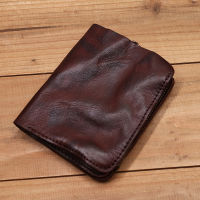 Genuine Leather Men Wallet Male Vintage Retro Short Small Trifold Purse Carteria Masculina With Card Holder Zipper Coin Pocket