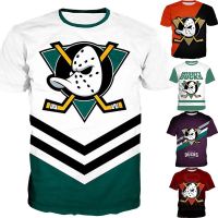 New Summer Mighty Duck Funny 3d Printing T-shirt Ice Hockey Movie Top Stick Ice Hockey Pad Helmet Short-sleeved T-shirt