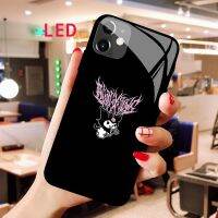 KUROMI ไฟแบคไลท์ LED เคสโทรศัพท์กระจกเทมเปอร์,เคสสำหรับ Apple Iphone ไฟแบ็คไลท์ LED ขนาดเล็กสุดหรูขนาด13 14 Pro Puls เคสใหม่