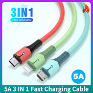 DISOUR Cáp Sạc Nhanh 3 Trong 1 Silicon Lỏng 5A Cáp Sạc Dữ Liệu Micro USB