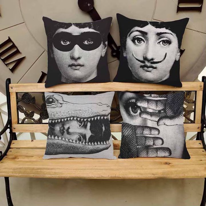 ปลอกหมอน-หมอนอิงพิมพ์ลาย-ปลอกหมอน-45x45-ซม-สำหรับของตกแต่งบ้าน-ลาย-fornasetti-หมอน-หมอนลายเก๋ๆ-หมอนข้าง-หมอนอิง-หมอนรองคอ-หมอนคนท้อง