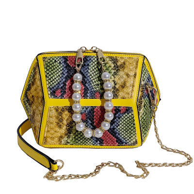 Fashion Snake Print Women Shoulder Bags Luxury Pearl Purses and Handbags Chain Crossbody Bag Designer Shell Mobile Phone Bag