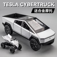 1:24 Tesla Cyber รถกระบะโมเดลรถจำลองโลหะผสมโมเดลรถออฟโรดคอลเลกชันรถของเล่นเด็กผู้ชาย