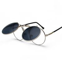 2021NEW Steampunk Round Sunglasses Women Men Metal Vintage Flip Circular Double lens Sun Glasses Style CIRCLE Shades Gafas