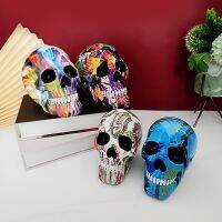 (Leisurely)รูปปั้นเรซินที่ทันสมัย Retro Skull Decor เครื่องประดับตกแต่งบ้าน Creative Art แกะสลักประติมากรรม Skull รุ่น Halloween Gifts