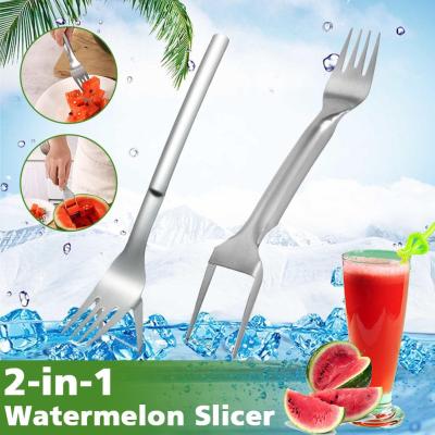 Stainless Steel Watermelon Forks Dual Head Fruit Slicer Fork Cutting C7G7