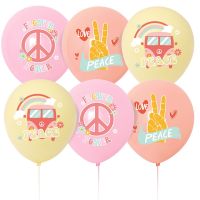 15pcs/set Hippie Groovy Bohemian Rainbow Bus Flower Peace Balloons For Hippie Themed Birthday Wedding Party Decoration Supplies Balloons
