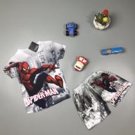 Bộ Quần áo Thun Bé trai In 3D siêu nhân nhện xám thumbnail