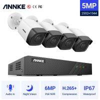 ANNKE 8CH ระบบรักษาความปลอดภัยวิดีโอ5MP FHD แบบ POE H.265 + 6MP NVR พร้อมกล้องตรวจตรา5MP POE พร้อมกล้อง Ip บันทึกเสียง