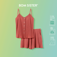 Set đồ ngủ thun áo 2 dây quần đùi màu trơn BOM SISTER MUB002