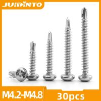 JUIDINTO 30pcs Pan Round Head Phillips Self Drilling Tapping Screw M4.2 M4.8 Stainless Steel Hardiflex Screws for Sheet Metal