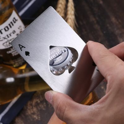 ✈✻✧ 6pcs/set Stainless Steel Playing Card Bottle Opener Poker Ace of Spades Beer Opener Mini Wallet Openers Bar Cooking Tools