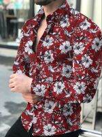 Mens Shirt Long Sleeve Hawaiian Social Luxury Button Up Cardigan Blouses Wholesale Single Breasted Turn-down Collar Broad