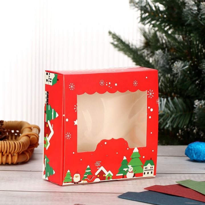 897gongs-1-10pcs-ลูกอม-คัพเค้ก-4-ถ้วย-กล่องห่อของขวัญ-กล่องของขวัญคริสต์มาส-กล่องบรรจุภัณฑ์เค้ก-กล่องเค้กคริสต์มาสกระดาษแข็ง