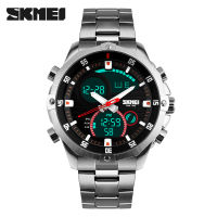 Top Luxury Brand SKMEI Mens Watches Full Steel Quartz Analog Digital LED Army Military Sport Watch Male Relogios Masculinos