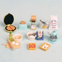 Dollhouse Kitchen Furniture Accessories Mini Waffle Toaster Mixer Blender Eggs Set Miniature Food Model Toys for Barbie Bjd Ob11